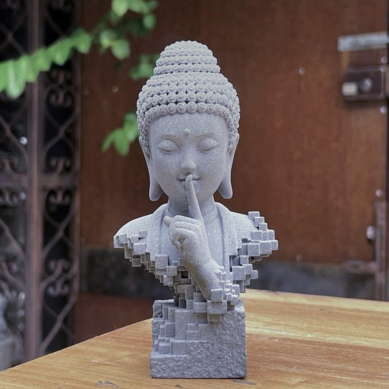 Statua Budde u kineskom zen stilu za vrt, ukras za cvijeće i čajnu sobu, Šakyamuni Buddha, uređenje akvarija, materijal plavi kamen