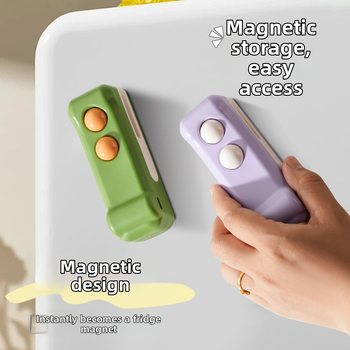 Mini domáce zariadenie na uzatváranie vreciek pre domácu potrebu — uzatváranie sáčkov, uchovanie potravín, tlač loga, moderný minimalistický dizajn.