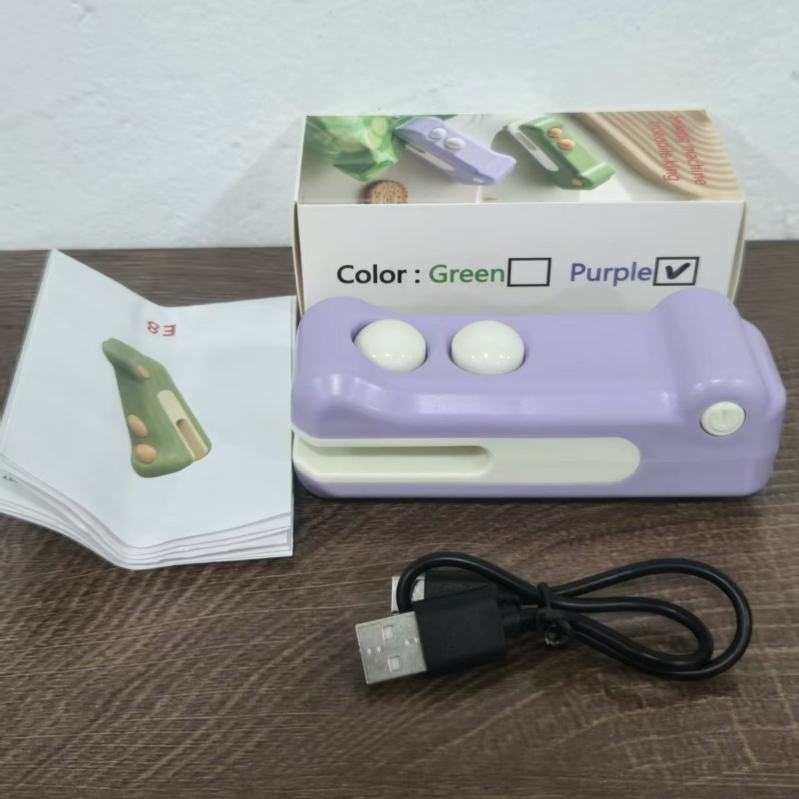 Mini mașină de sigilare pentru uz casnic — sigilarea pungilor, conservarea alimentelor, imprimare logo, design modern minimalist.