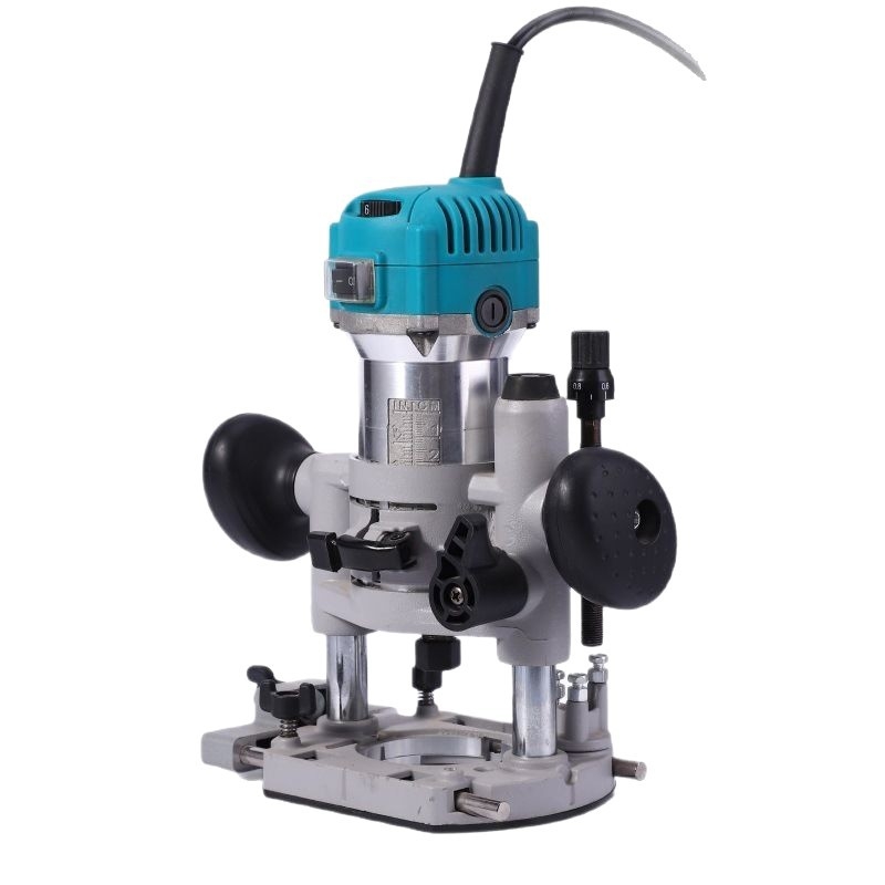 Otthoni elektromos famegmunkáló gép: él- és szélsimítás, marás, cannelás és gravírozás furatokkal — 220V hálózati ellátás, dugaszolható áramforrás, AC 50–250V / DC 50–250V