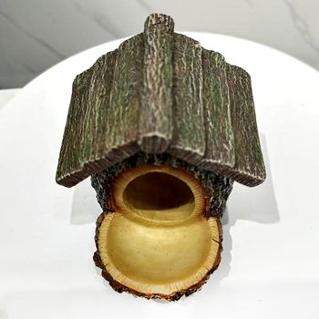 Hranilica za ptice – imitacija debla s gnijezdom, ukras od smole za vrt, crtani stil, plastika/smola, marka Craftsman and Style