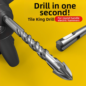 Vrták na keramické obklady, wolfrámová zliatina, štvorhranný, guľatá rukoväť, trojuholníkový špič, kompatibilný s kladivovým vrtákom