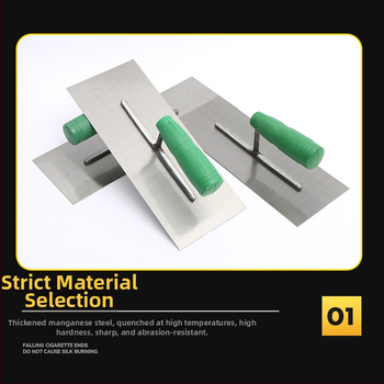 Špatula za malter s plastičnom drškom za zidare — podrijetlo Linyi, Shandong; marka Green plastic handle mud wipe; debljina 0,8 mm