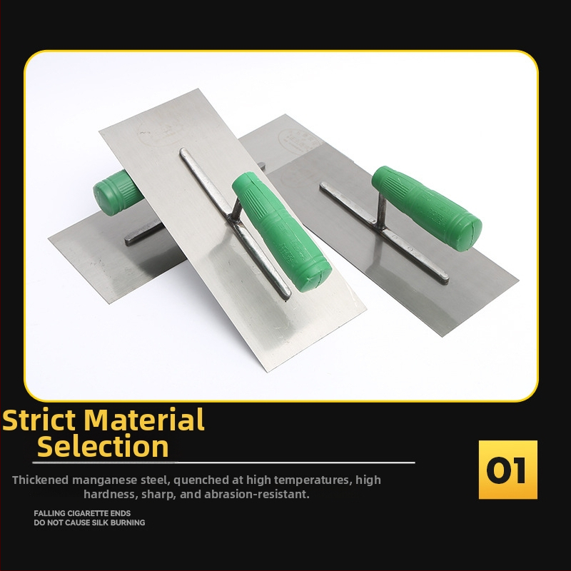 Špatula za malter s plastičnom drškom za zidare — podrijetlo Linyi, Shandong; marka Green plastic handle mud wipe; debljina 0,8 mm