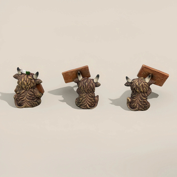 Znak dobrodošlice za vrt s Highland kravom, dekorativni predmet od smole za vanjsku upotrebu