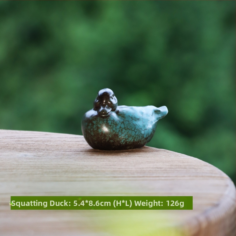 Keramický Tea Pet kačka do záhrady - moderný minimalistický dizajn, glazovaná povrchová úprava, materiál keramika, technika: vypaľovanie v peci, Import: Nie