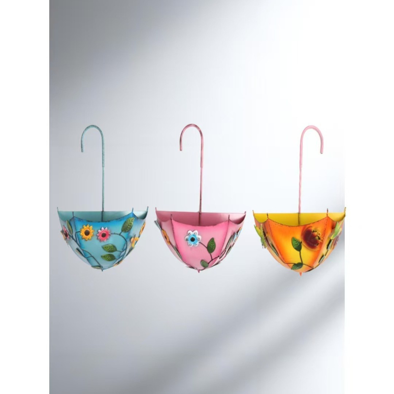 Γλάστρα-ομπρέλα από σίδηρο με γεωμετρικό σχήμα για οικία, κήπο, πλατεία και γραφείο – αγροτικό στυλ