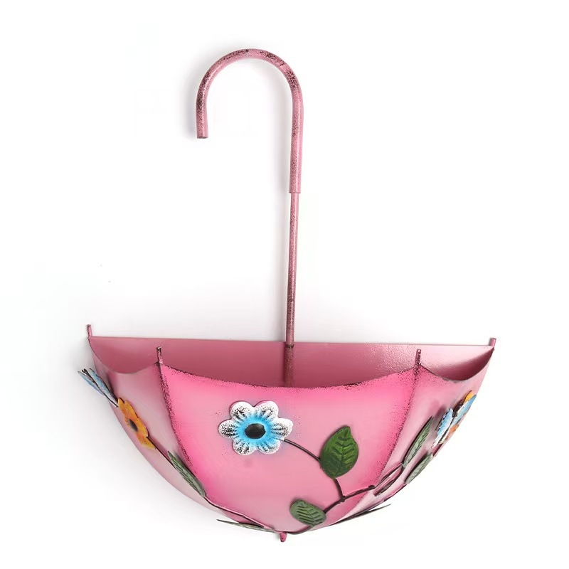 Γλάστρα-ομπρέλα από σίδηρο με γεωμετρικό σχήμα για οικία, κήπο, πλατεία και γραφείο – αγροτικό στυλ