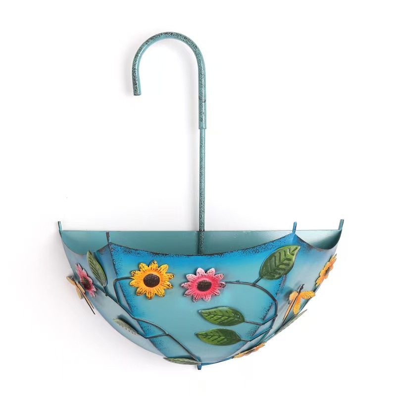 Γλάστρα-ομπρέλα από σίδηρο με γεωμετρικό σχήμα για οικία, κήπο, πλατεία και γραφείο – αγροτικό στυλ