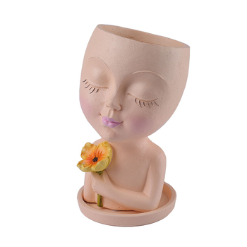 Figurina od smole za vanjsku dekoraciju vrta – Djevojčica s cvijećem, Skulptura (Model 2038)