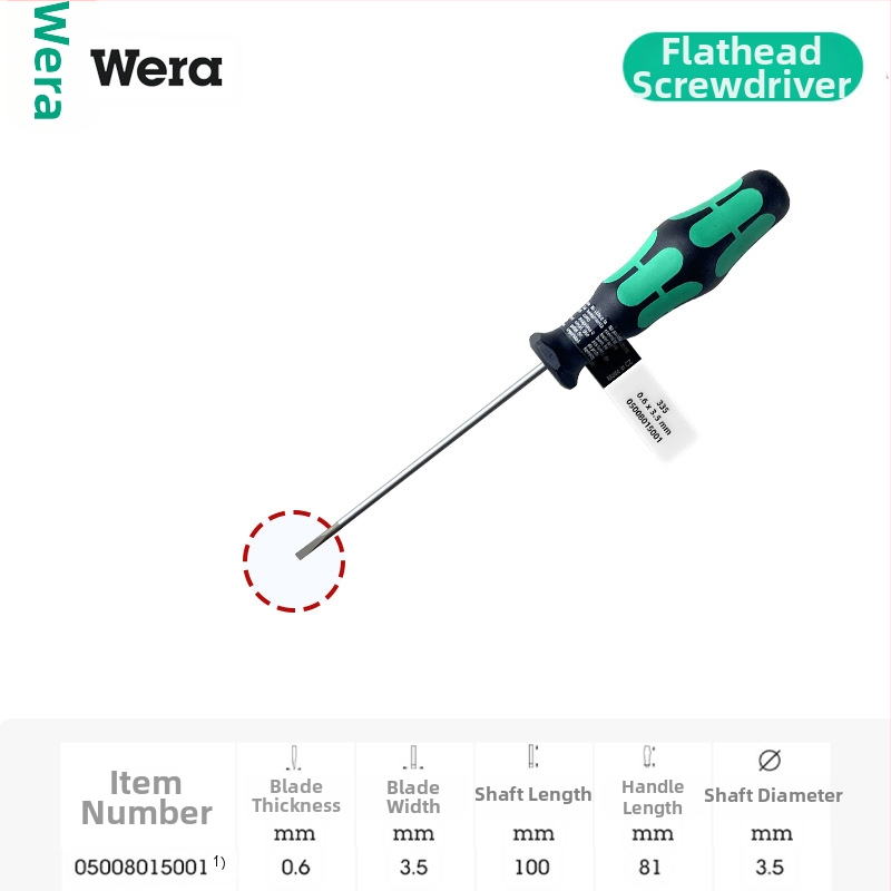 Vera pločasti odvijač 335 serije, industrijske klase, CR-V čeli, oštrica 2-6 mm, PVC držak