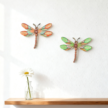 Dragonfly kovana zidna dekoracija — za vrt i dom (Materijal: kovano željezo; Kategorija: zidna umjetnost od željeza; Primjena: univerzalno, vrt, unutarnje i vanjske)