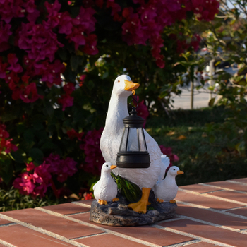 Antuo gyanta kültéri kertszobor napelemes világítással, virágok és madarak motívummal (DDYZTE)