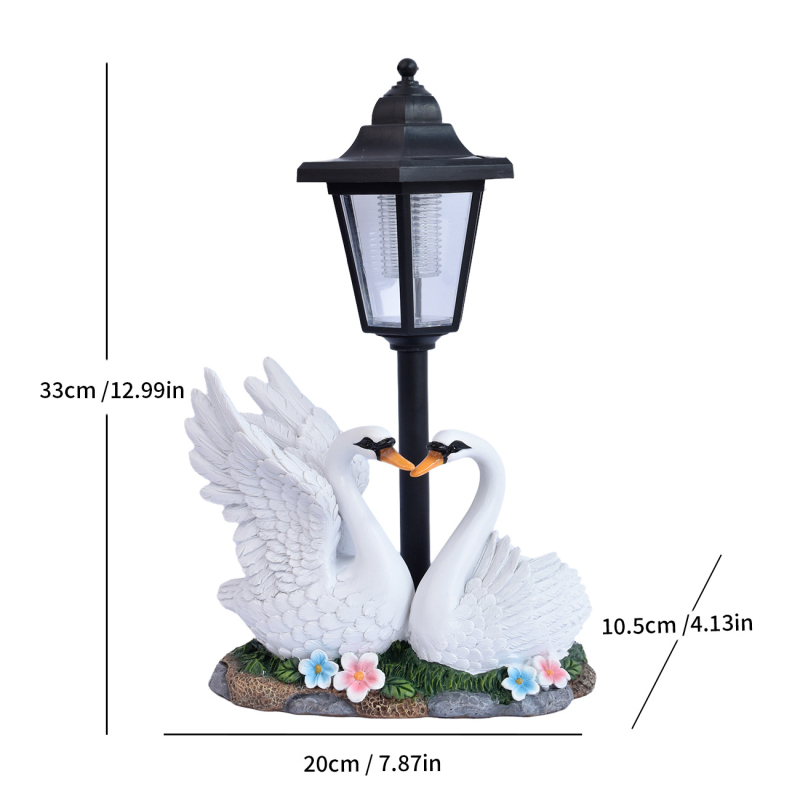 Antuo gyanta kültéri kertszobor napelemes világítással, virágok és madarak motívummal (DDYZTE)