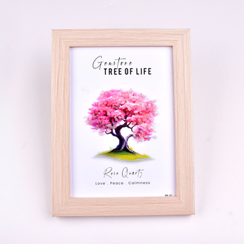 Ramă foto din cristal cu Arborele Vieții – Cristal natural de cuarț, origine Yunfu County, Guangdong, aspect pietriș, ornament 3D pentru birou