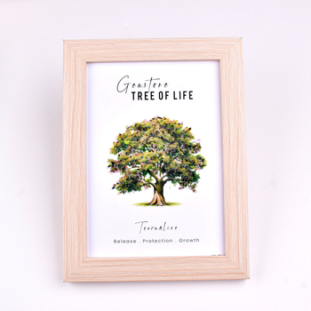 Ramă foto din cristal cu Arborele Vieții – Cristal natural de cuarț, origine Yunfu County, Guangdong, aspect pietriș, ornament 3D pentru birou