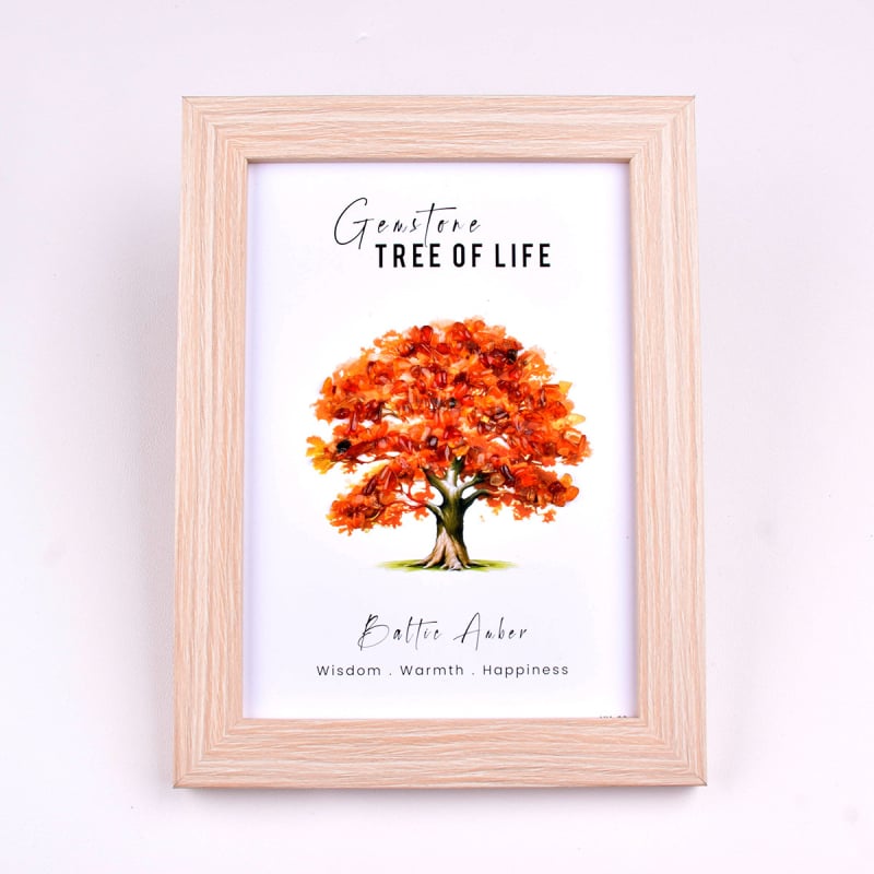 Ramă foto din cristal cu Arborele Vieții – Cristal natural de cuarț, origine Yunfu County, Guangdong, aspect pietriș, ornament 3D pentru birou