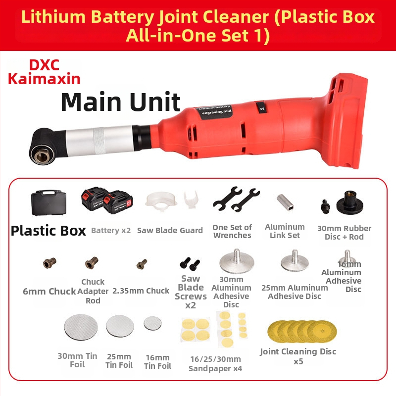 Li-ion akkumulátoros fugatisztító eszköz öt sebességfokozatú vezérléssel, 21V, vezeték nélküli, súlya 2,8 kg, fuga k tisztítására, gravírozásra, marásra és polírozásra, valamint formák javítására