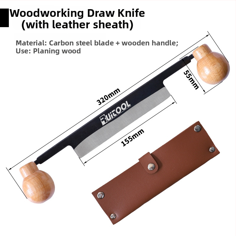RUITOOL Draw Knife, dvojručný drevársky nô s rovným ostrím pre ploché hobľovanie