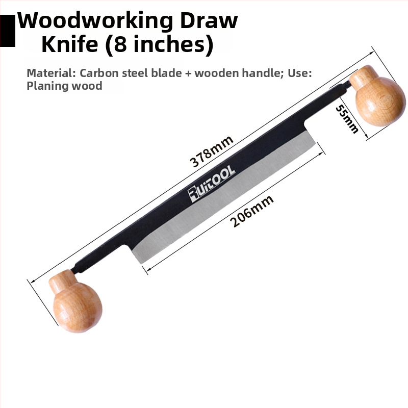 RUITOOL Draw Knife, dvojručný drevársky nô s rovným ostrím pre ploché hobľovanie