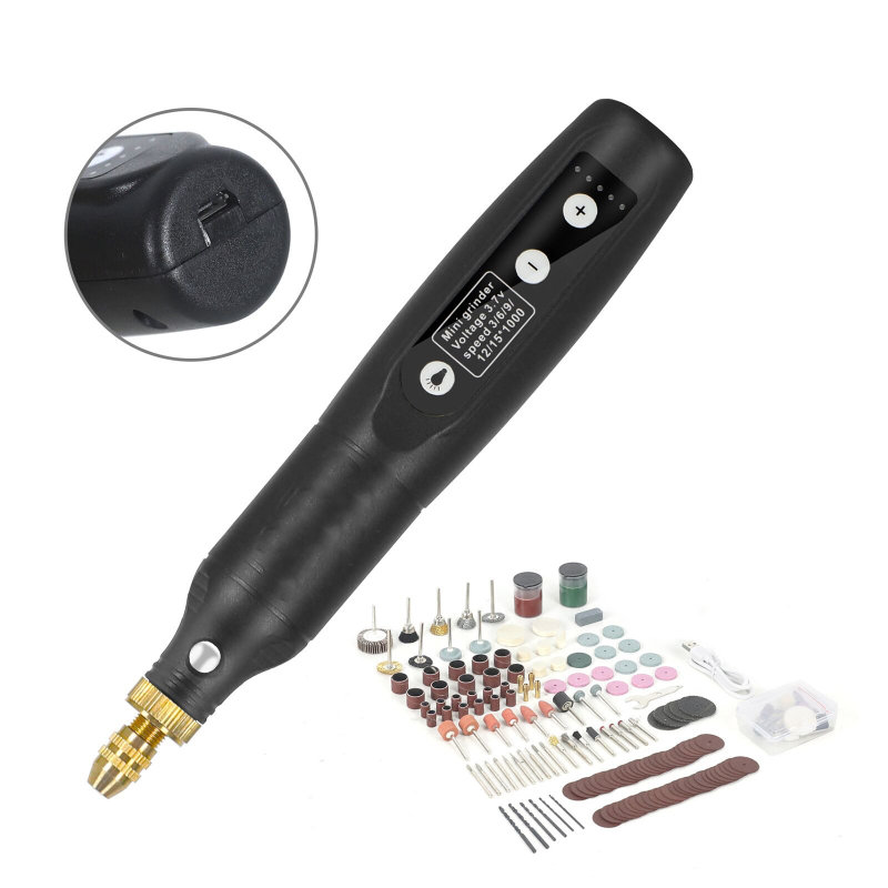 Carpenter Music – Töltéses Mini Elektronikus Maró Gravíró Tollal, 5V Li‑Ion Akkumulátor, Kompatibilis 110–220V‑val, Multifunkciós Fúrókészlet