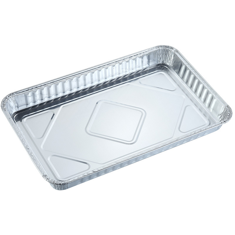 Еднократна кутия за обяд от алуминиево фолио за открито барбекю, плитък правоъгълен съд за печене, подходяща за микровълнова, биоразградима