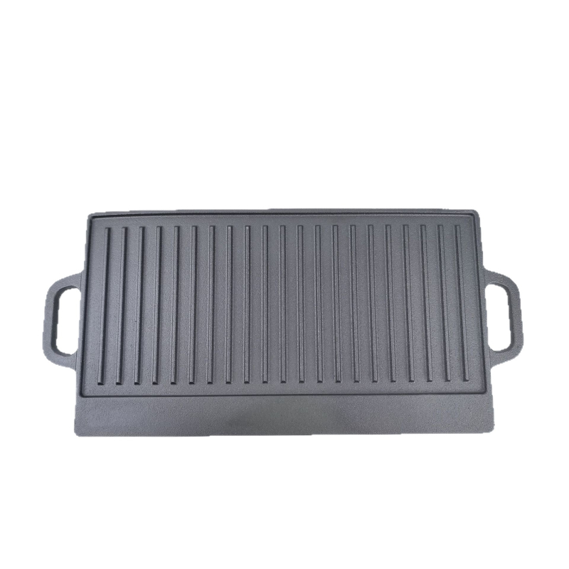 Gril tava od lijevanog željeza, dvostrana, kvadratnog oblika, bez premazivanja, za kampiranje, lako se čisti, bez dima, 2,9–3,5 kg, prilagodljiva