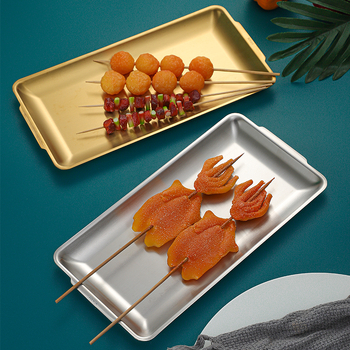 Set pravokutnih grill tiganja od nehrđajućeg čelika zlatne boje, korejskog stila, otporan na lijepljenje