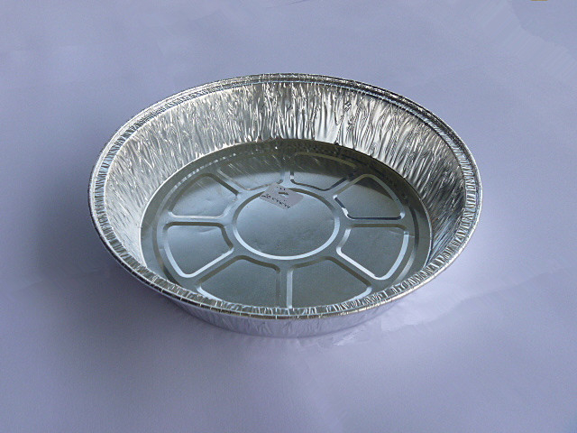 Aluminijska posuda za pečenje od aluminijske folije, okruglog oblika, rađena od rastezanja i štancanja, težina 0,059 kg, blister pakiranje 4 komada.