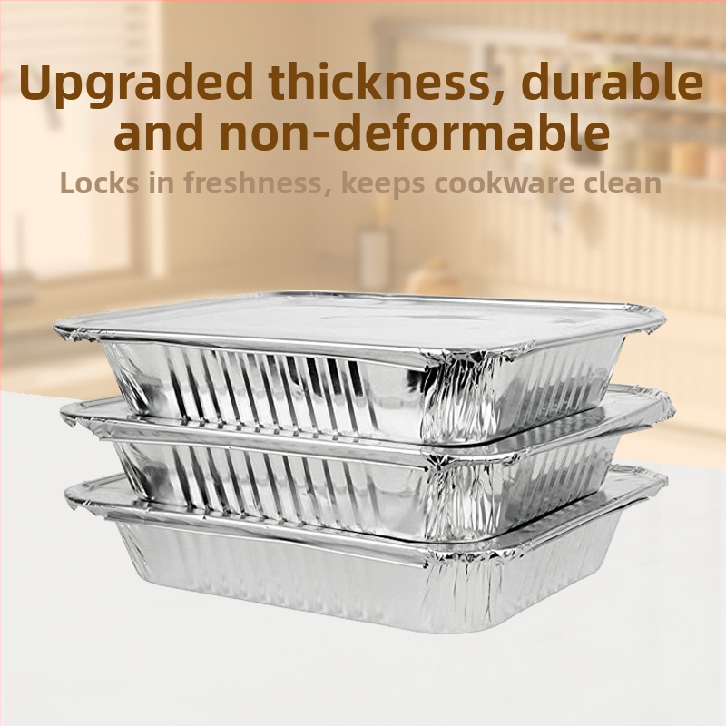 Еднократна тава от алуминиево фолио, правоъгълна, обем 3500 ml, за барбекю и готвене на открито, подходяща за микровълнова печка