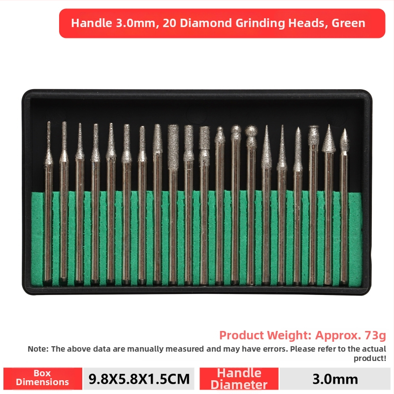 Sada brúsnych hláv pre frézu: hlava na brúsenie z emeryovej zliatiny, diamantová brúsna hlava, otočný súbor, fréza na brúsenie, sada brúsnych nástrojov