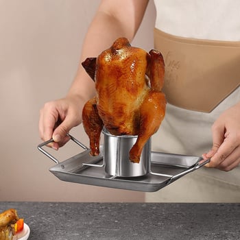 Rozsdamentes acélból készült összecsukható grillrács csirke- és pulyka számára, hordozható, négyzetes forma, 624 g