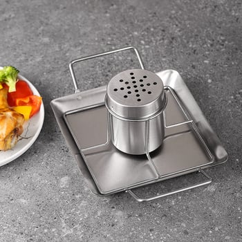 Rozsdamentes acélból készült összecsukható grillrács csirke- és pulyka számára, hordozható, négyzetes forma, 624 g