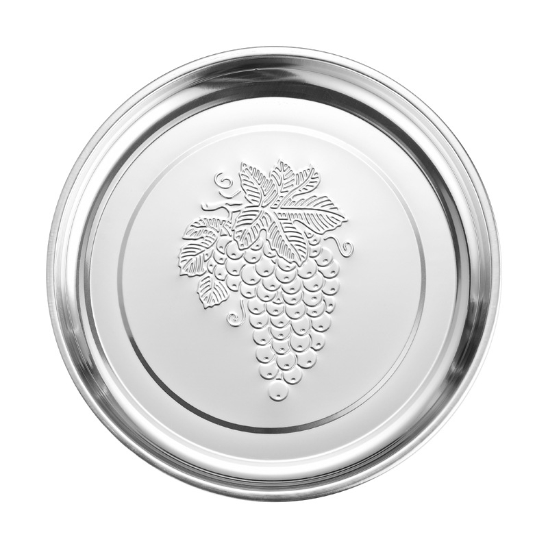 Δίσκος από ανοξείδωτο ατσάλι, κυκλικού σχήματος με φλοράλ μοτίβο, μαγνητική βάση για μπάρμπεκιου, δυνατότητα λογότυπου