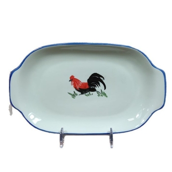 Keramički tanjur za ribu s dvostrukim drškama | cvjetni uzorak, ručno oslikan, kvadratni oblik, mikrovalna sigurnost, Baofeng Ceramics