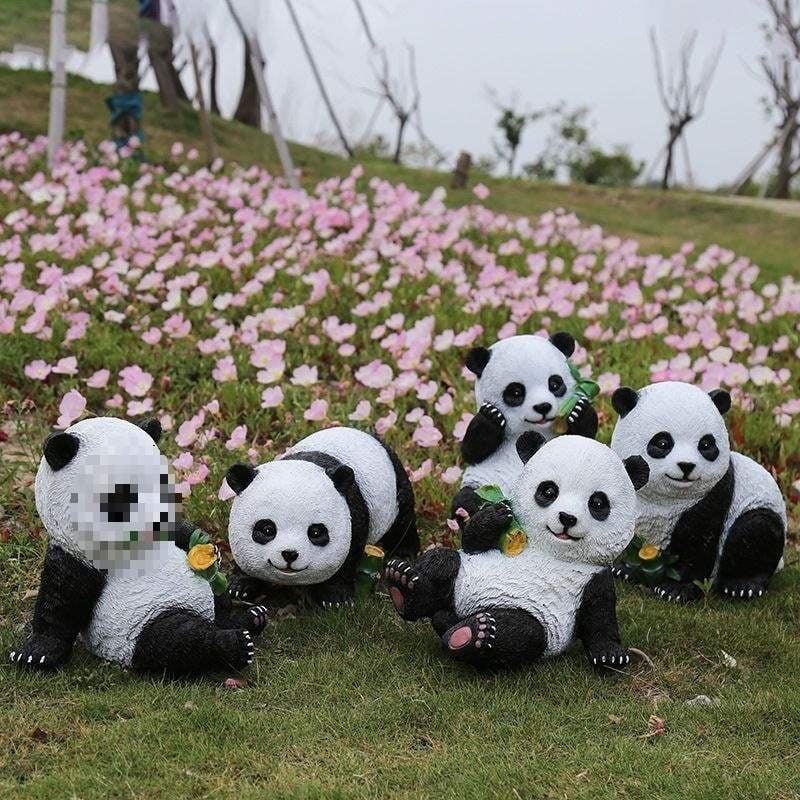 He cheng Vanjska Panda Skulptura za Vrt - Ugravirana, Jednostavnog i Modernog Stila, Za Travnjak i Dvorište, Idealno Kao Poslovni Poklon