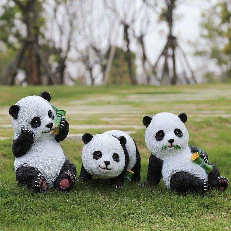 He cheng Vanjska Panda Skulptura za Vrt - Ugravirana, Jednostavnog i Modernog Stila, Za Travnjak i Dvorište, Idealno Kao Poslovni Poklon