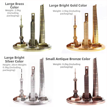 Set arhitektonskih modela od legure – Oriental Pearl Tower, Jinmao Building i Shanghai Center, suvenir u kineskom stilu za turističke memorije i poslovne darove