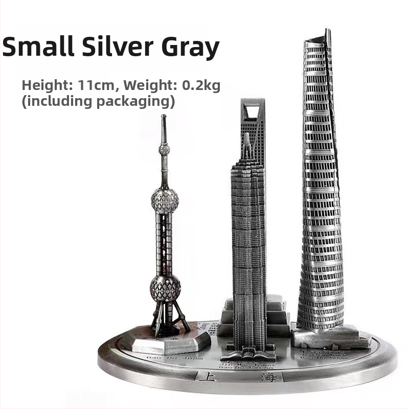 Set arhitektonskih modela od legure – Oriental Pearl Tower, Jinmao Building i Shanghai Center, suvenir u kineskom stilu za turističke memorije i poslovne darove