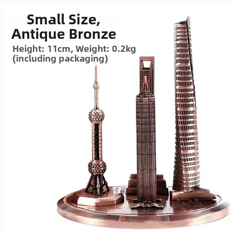 Set arhitektonskih modela od legure – Oriental Pearl Tower, Jinmao Building i Shanghai Center, suvenir u kineskom stilu za turističke memorije i poslovne darove