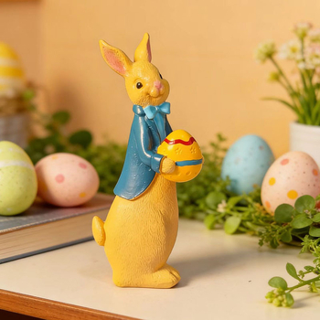 Iepuraș de Paște pentru birou — ornament decorativ pentru grădină și casă, PVC, stil modern, placare electroplată, design animal