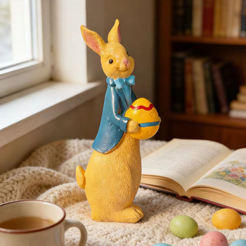 Iepuraș de Paște pentru birou — ornament decorativ pentru grădină și casă, PVC, stil modern, placare electroplată, design animal