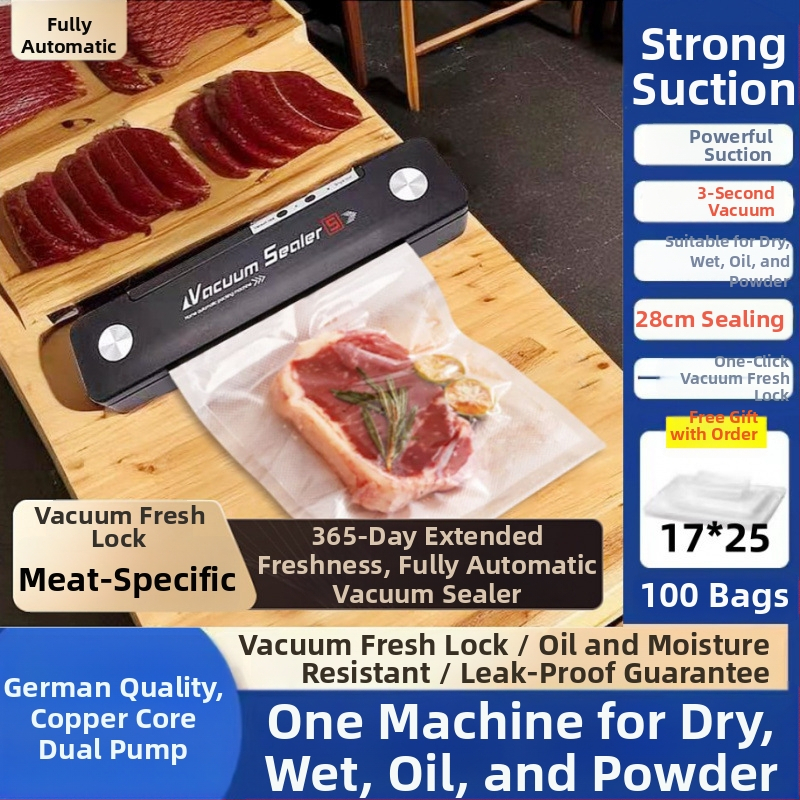 Ručni vakuumski zatvarač za kućnu upotrebu – zatvara vrećice s hranom, za jednu vrećicu, pogodan za putovanja