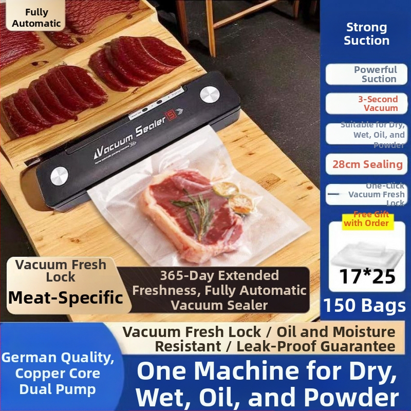 Ručni vakuumski zatvarač za kućnu upotrebu – zatvara vrećice s hranom, za jednu vrećicu, pogodan za putovanja