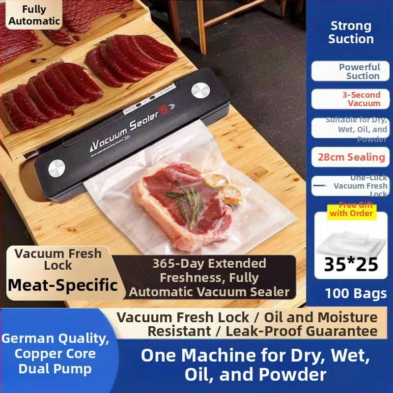 Ručni vakuumski zatvarač za kućnu upotrebu – zatvara vrećice s hranom, za jednu vrećicu, pogodan za putovanja