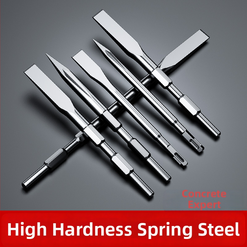 Elektromos fúrókalapács – lapos véső rugóacélból betonhoz, négyszögletes markolattal