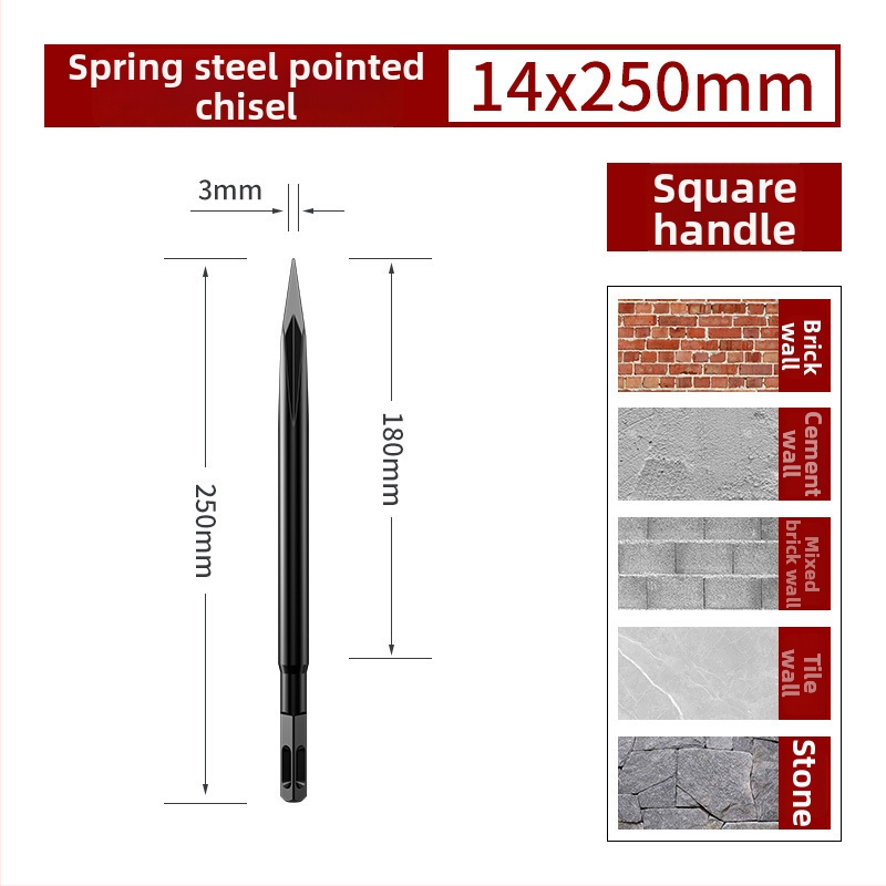 Elektromos fúrókalapács – lapos véső rugóacélból betonhoz, négyszögletes markolattal