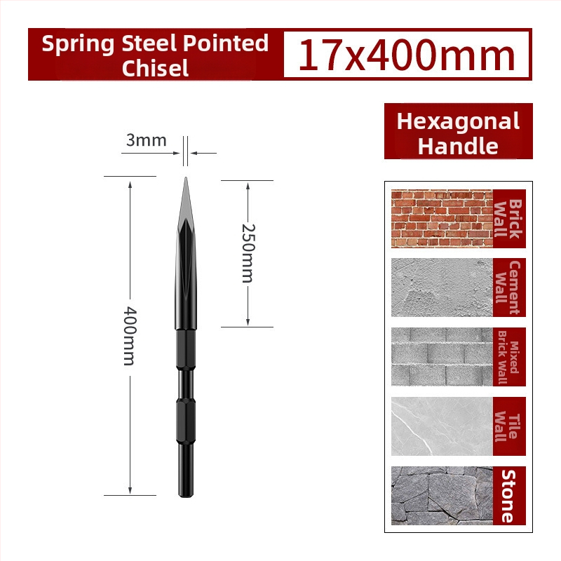 Elektromos fúrókalapács – lapos véső rugóacélból betonhoz, négyszögletes markolattal