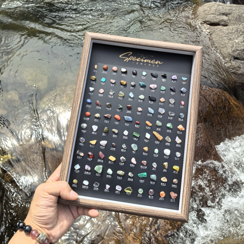 Set de mostre naturale de minerale în stil artă modernă, roci naturale brute, cutie cadou, cadou educațional pentru copii, zile de naștere și petreceri