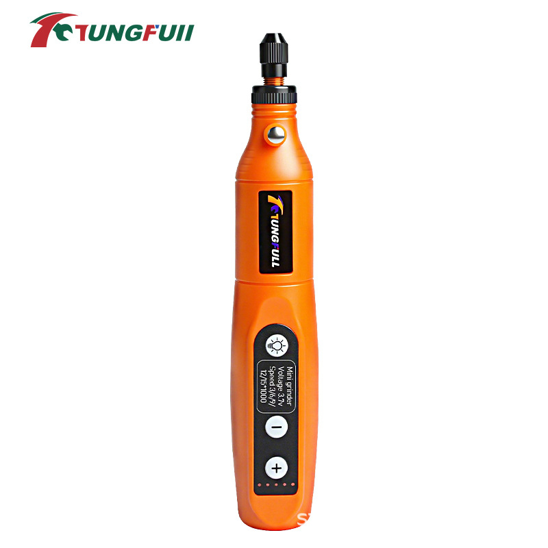 Mini hordozható elektromos gravírozó – Tungfull, újratölthető Li-ion akkumulátor 3,7V, ötfokozatú sebességszabályzás, USB-kábel, tömeg 0,15 kg